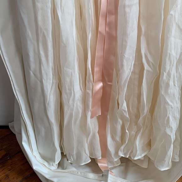 NWT JCrew Ivory Silk Crepe Draped Gown with Pink Ribbon in Canvas Bag - Picture 6 of 10